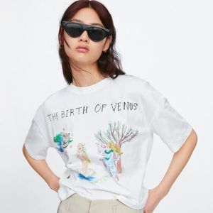 ZARA ‘birth of venus’ white textured t-shirt